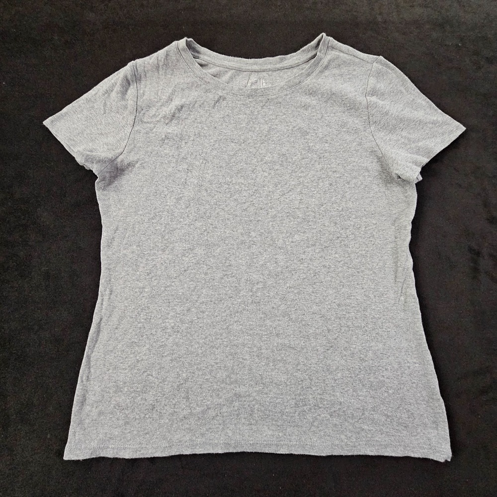 Time & Tru Gray Short Sleeve Ribbed T-Shirt‎ Women's L